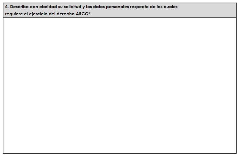 Solicitud de acceso, rectificación, cancelación y oposición de datos personales