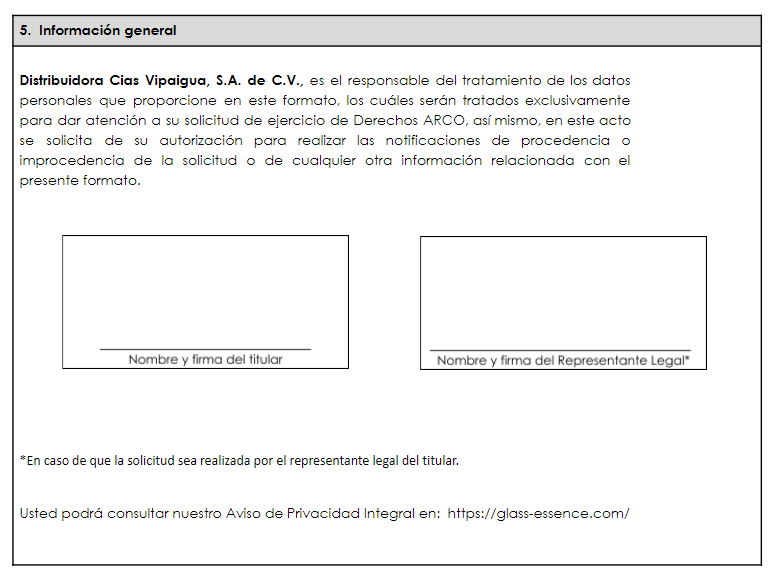 Solicitud de acceso, rectificación, cancelación y oposición de datos personales